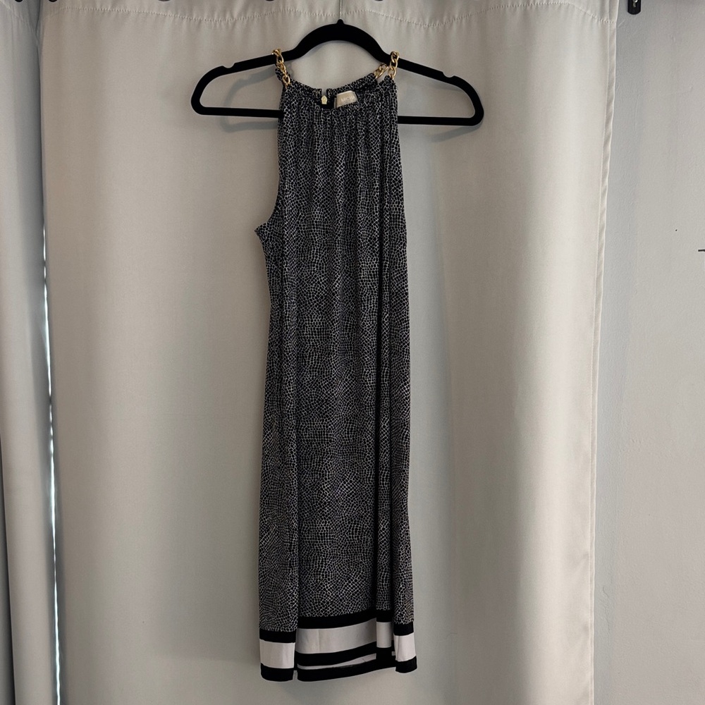 MICHAEL Michael Kors Black & White Halter Midi Dress